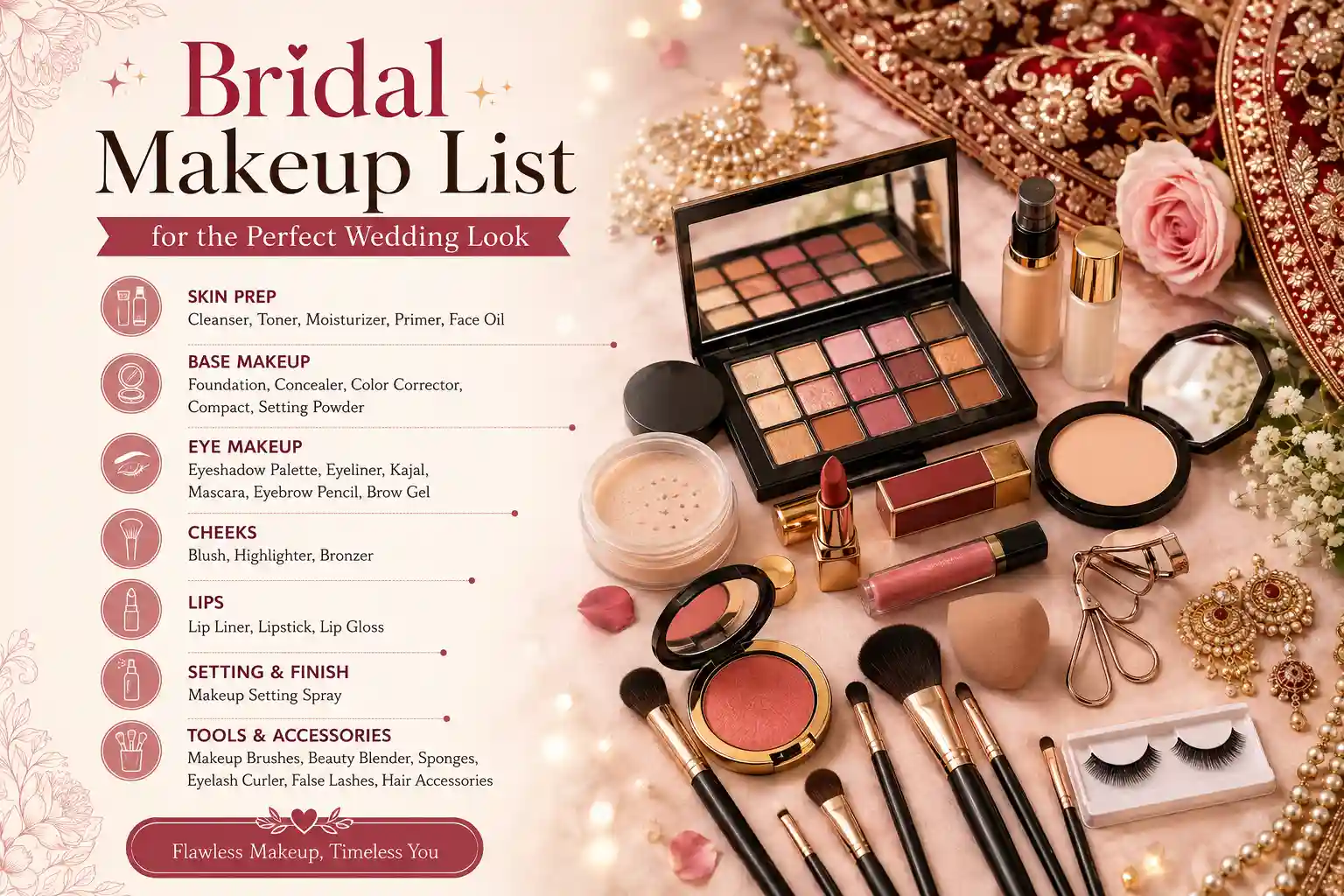You are currently viewing Bridal Makeup List for the Perfect Wedding Look