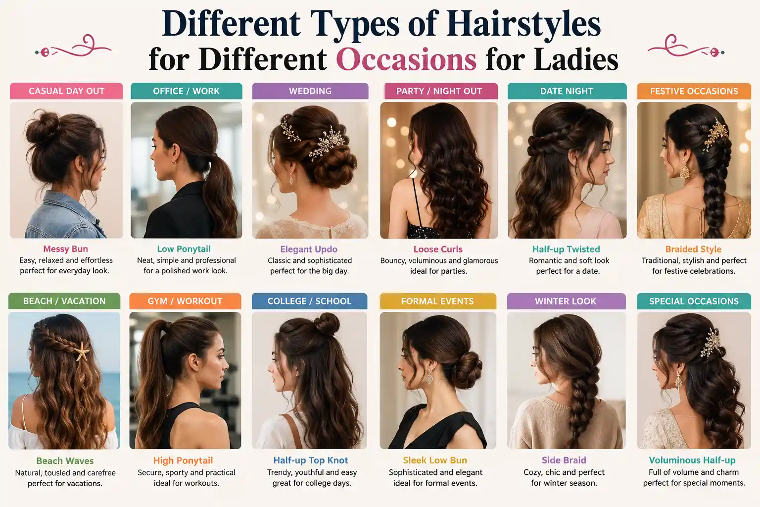 You are currently viewing Different Types of Hairstyles for Different Occasions for Ladies